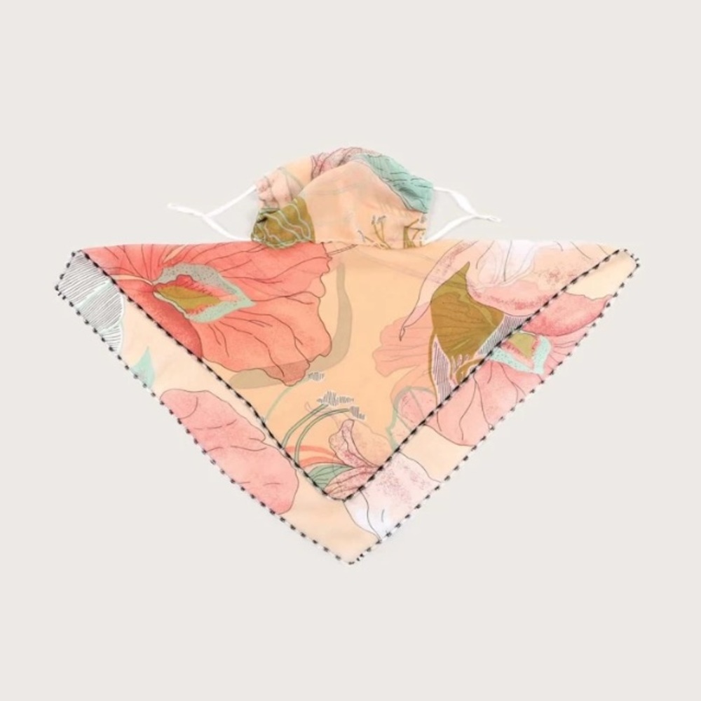 Floral Face Mask & Scarf Adjustable Ear Strips 4 A Comfortable Fit 100% Chiffon